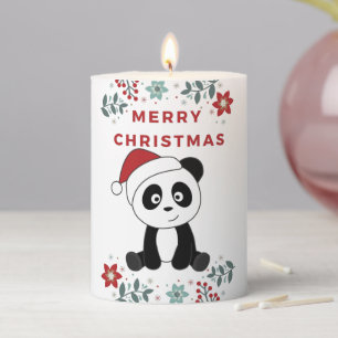 Panda Christmas Snow Winter Animals Pandas Pillar Pillar Candle
