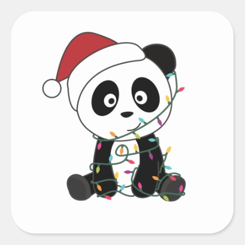 Panda Christmas Snow Winter Animals Pandas Square Sticker