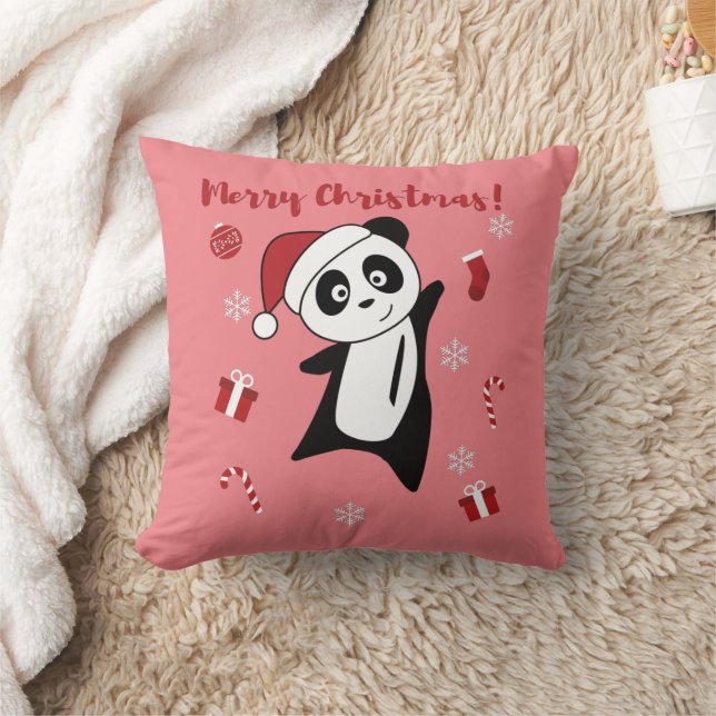 Panda Christmas Snow Winter Animals Pandas Throw P Pillow (Blanket)