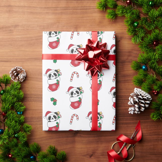Panda Christmas Snow Winter Animals Pandas Wrapping Paper (Holiday Gift)