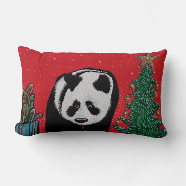 Panda Christmas Throw Pillow (Front)