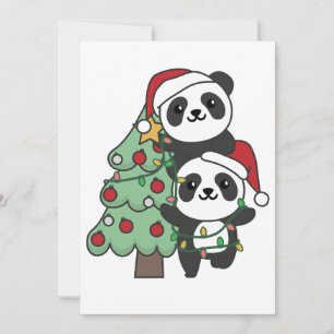 Panda Christmas Tree Christmas Animals Pandas Holiday Card