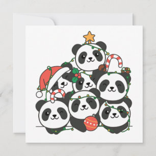 Panda Christmas Tree Funny Animal Christmas Invita Invitation