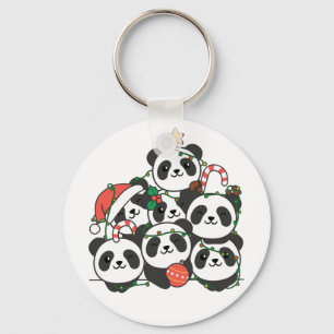 Panda Christmas Tree Funny Animal Christmas Keycha Keychain