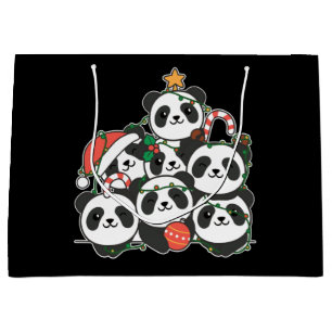 Panda Christmas Tree Funny Animal Christmas Large Gift Bag