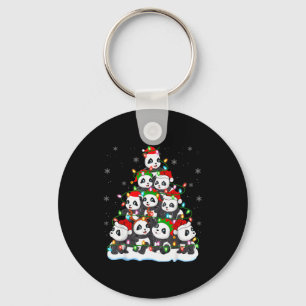 Panda Christmas Tree Lights Xmas Sweater Holiday P Keychain