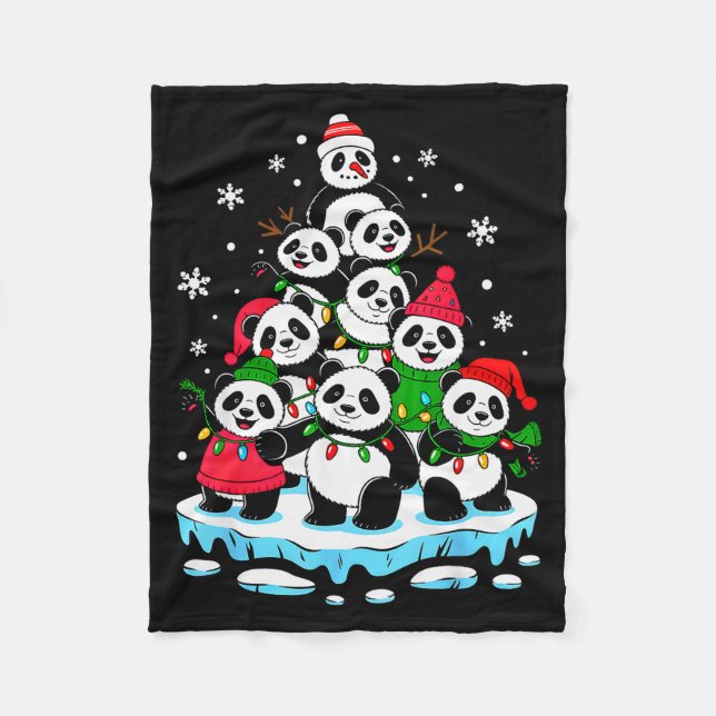 Panda Christmas Tree Panda Lover Xmas Squad Men Wo Fleece Blanket (Front)