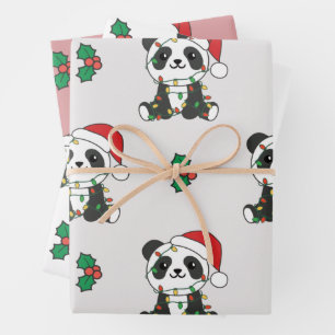 Panda Christmas Winter Animals Holiday Pandas Wrapping Paper Sheets