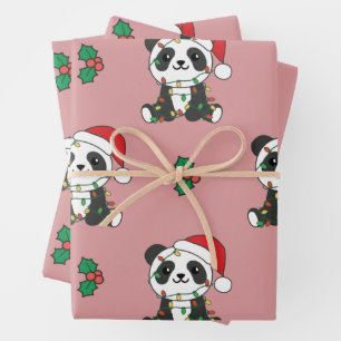 Panda Christmas Winter Animals Holiday Pandas Wrapping Paper Sheets