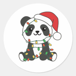 Panda Christmas Winter Animals Pandas Classic Roun Round Sticker