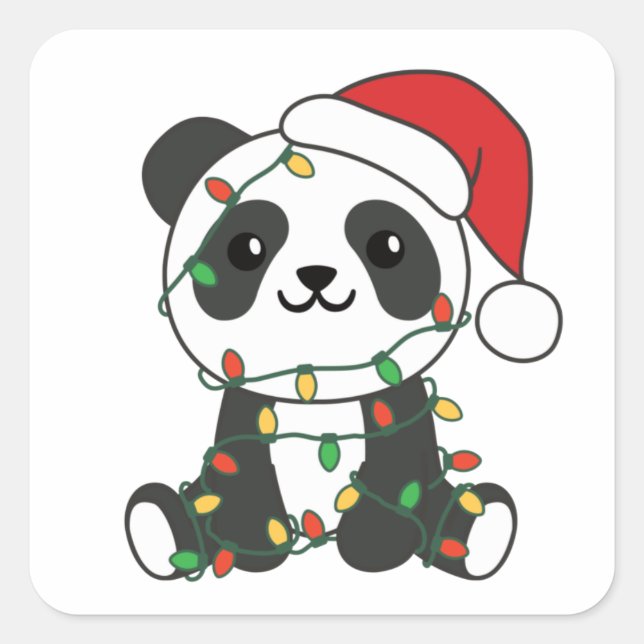 Panda Christmas Winter Animals Pandas Square Stick Square Sticker (Front)