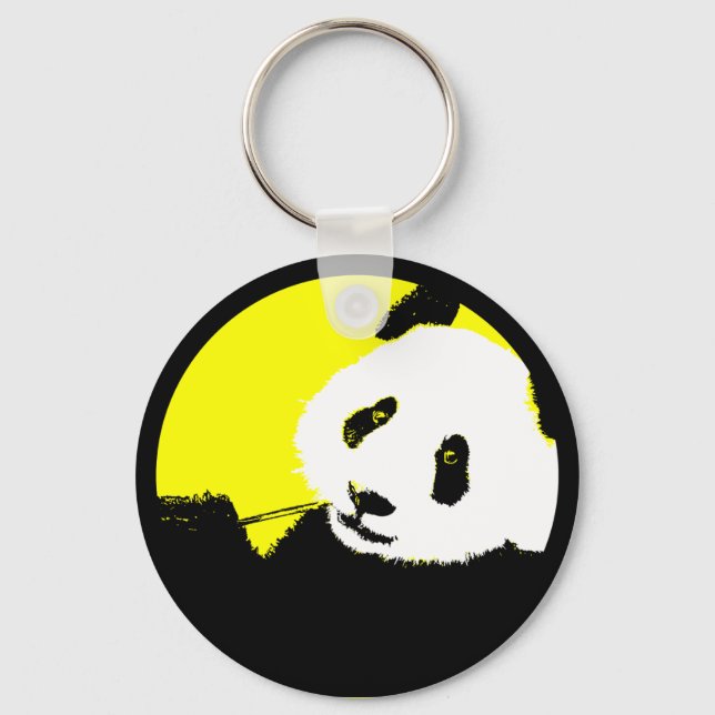 panda. color customizable circle. keychain (Front)