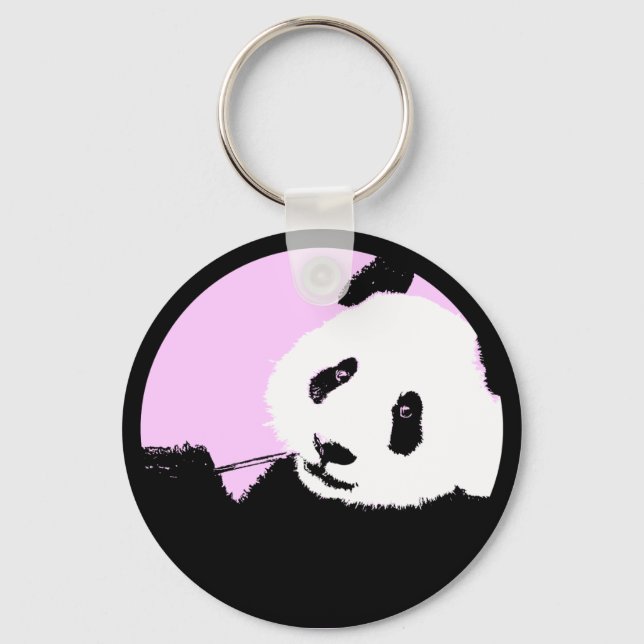 panda. color customizable circle. keychain (Front)