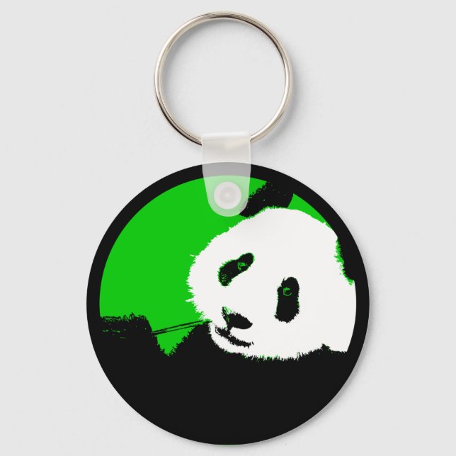 panda. color customizable circle. keychain (Front)