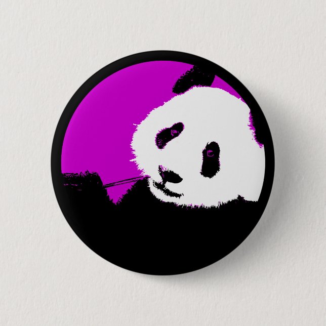 panda. color customizable circle. pinback button (Front)
