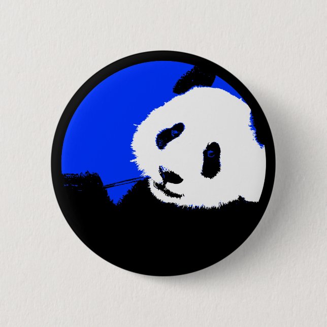panda. color customizable circle. pinback button (Front)