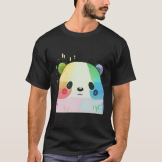 Panda Colorful Anime Coon Drawing Rainbow T-Shirt