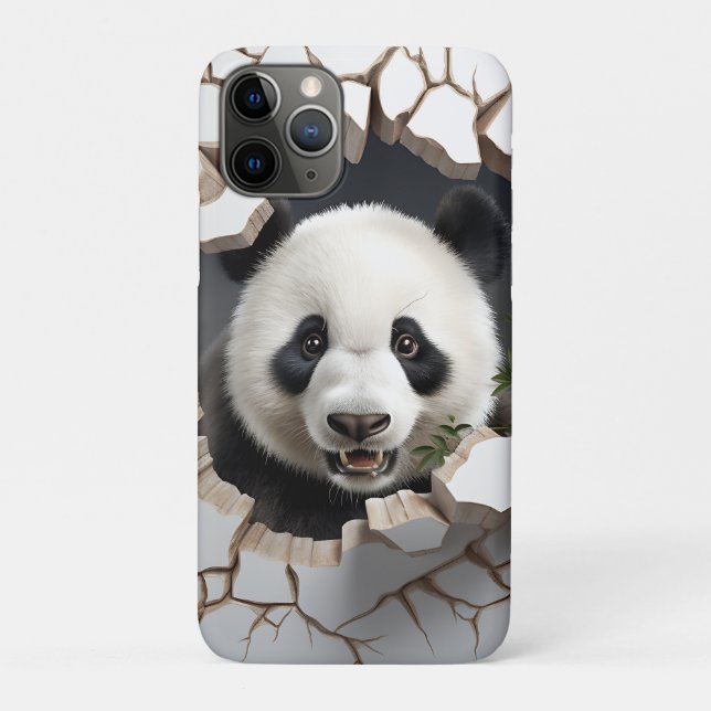 Panda Cracked Hole Art  Panda Smashed Wall 3D Case-Mate iPhone Case (Back)