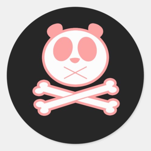 Panda Cross Bone _ Pink  Classic Round Sticker