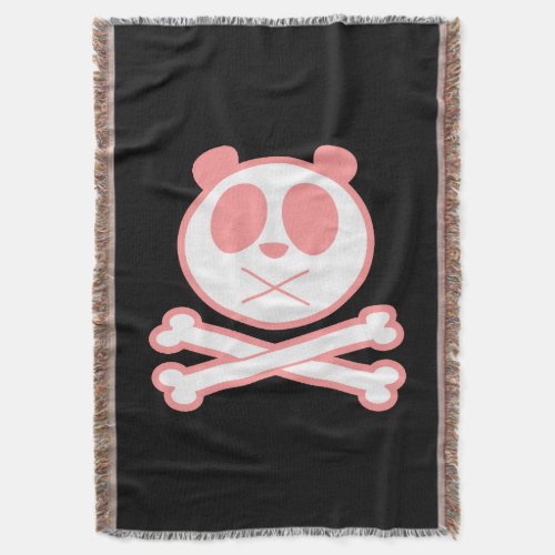 Panda Cross Bone _ Pink Throw Blanket