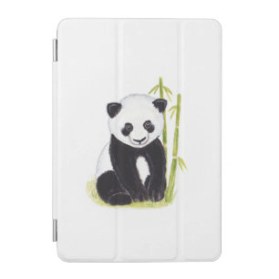 Panda cub and bamboo tree watercolor paintings iPad mini cover