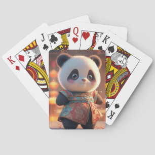 Panda Cub in Traditional Chinese Attire Poker Cards