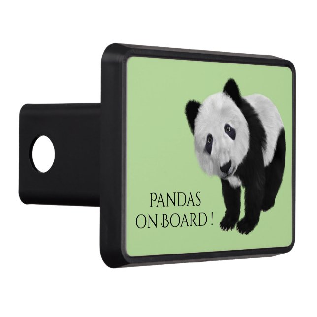 Panda Cub Pandas on Board Custom Text Hitch Cover (Right)