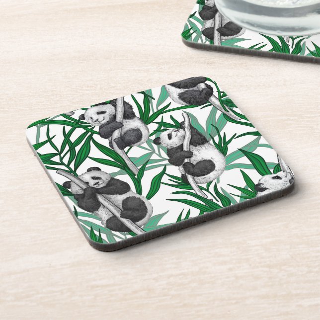Panda cubs on beverage coaster (Left Side)