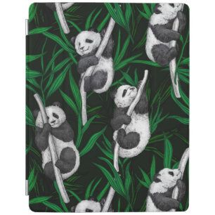 Panda cubs on dark green iPad smart cover
