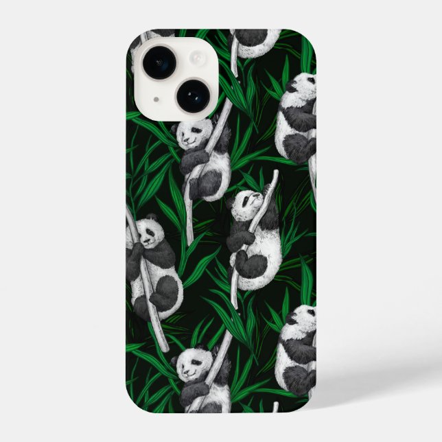 Panda cubs on dark green iPhone case (Back)
