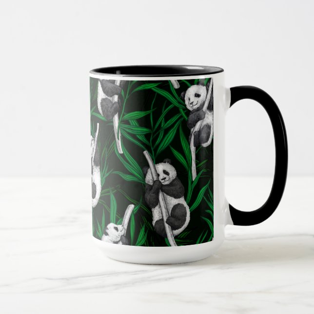 Panda cubs on dark green mug (Right)