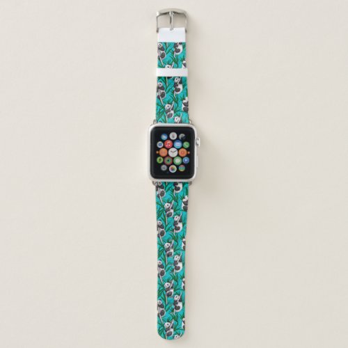 Panda cubs on turquoise apple watch band