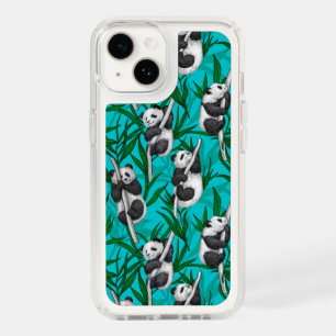 Panda cubs on turquoise speck iPhone 14 case