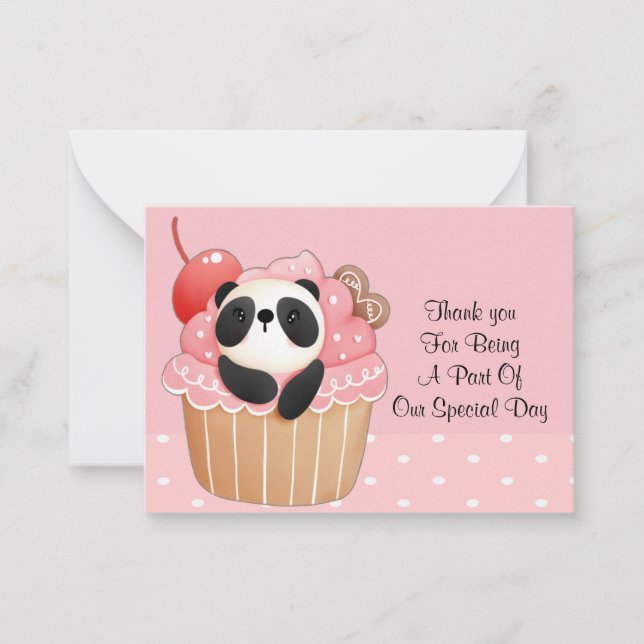 Panda Cupcake Thank You Note Card (Front)