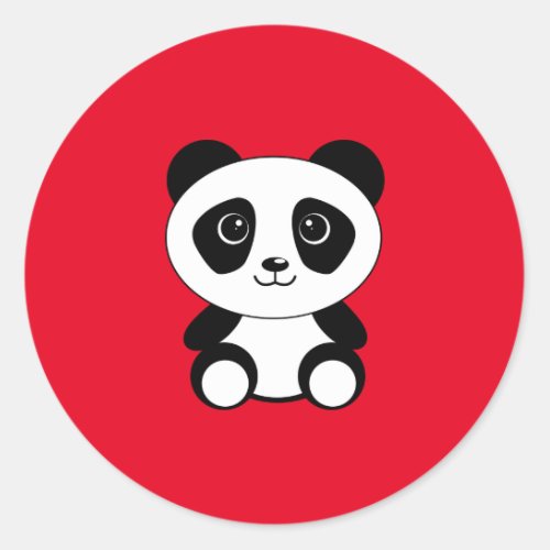 Panda cute and cuddly classic round sticker