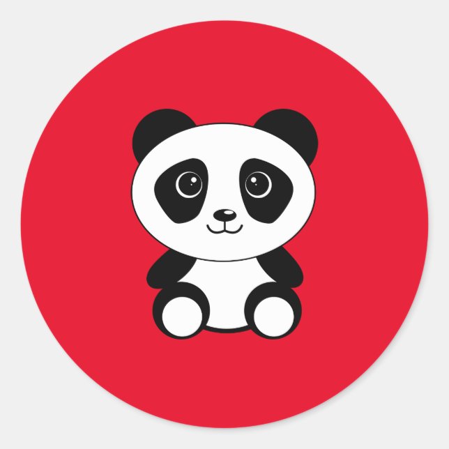Panda, cute and cuddly, classic round sticker (Front)