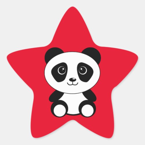 Panda cute and cuddly star sticker