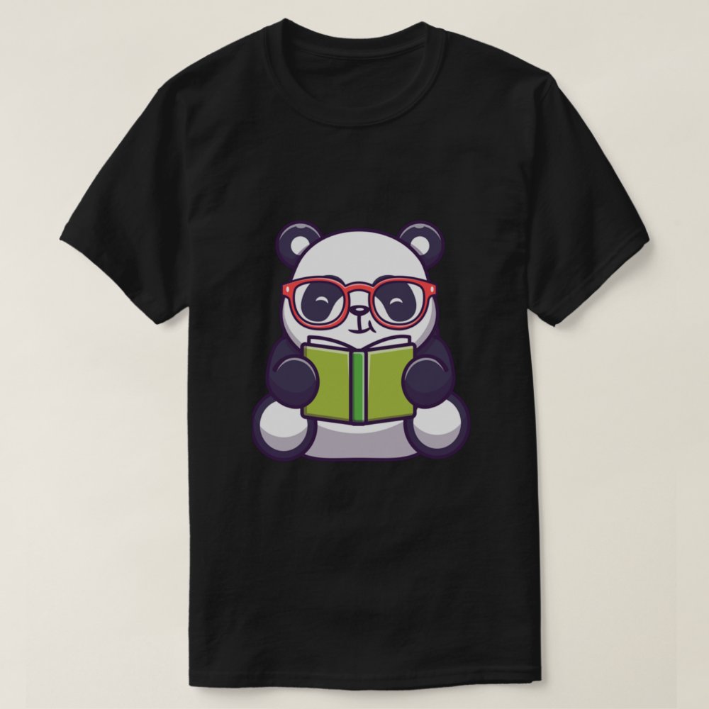 Discover Panda Cute Panda Reading Book Cartoon  T-Shirt