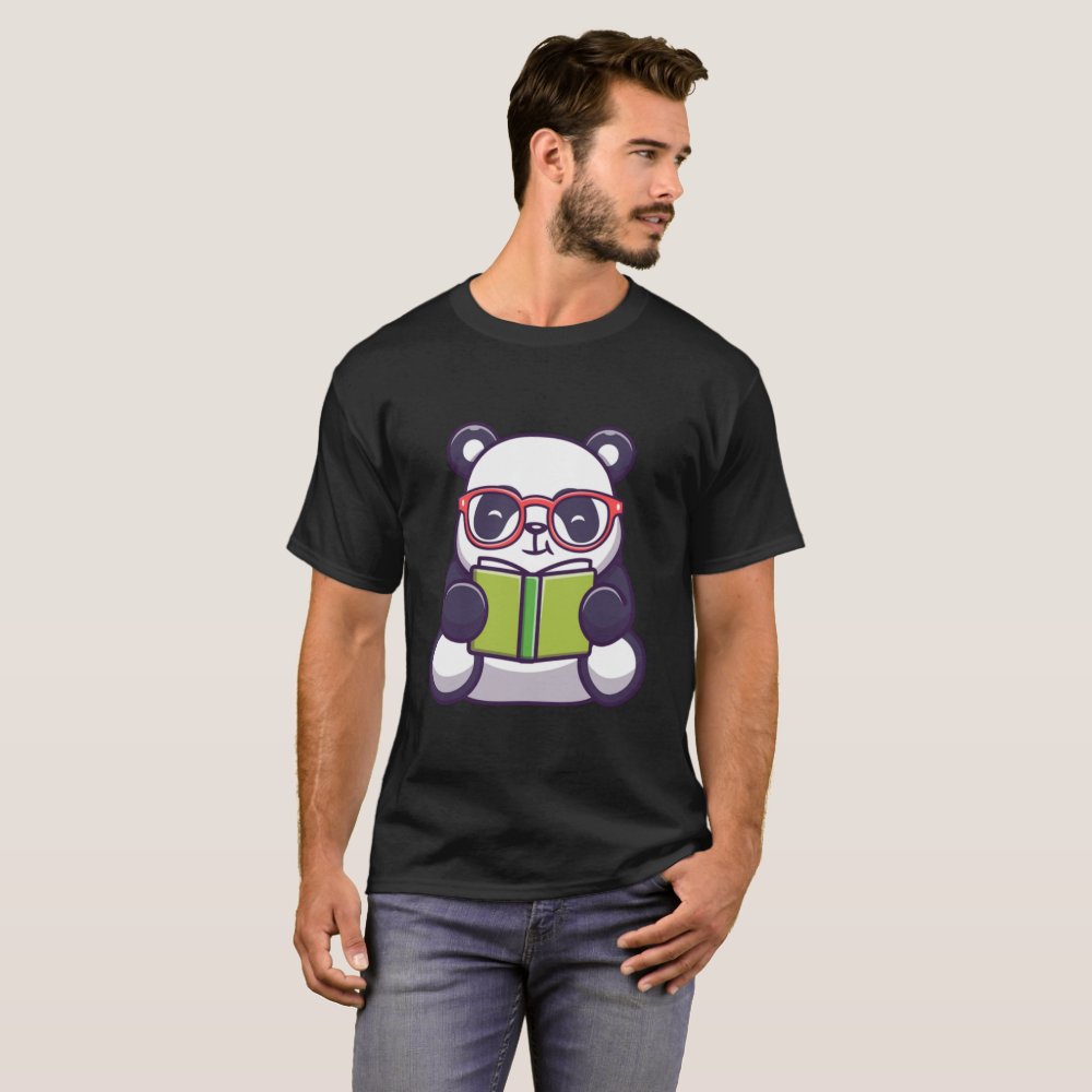 Discover Panda Cute Panda Reading Book Cartoon  T-Shirt