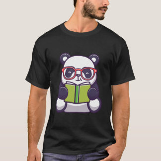 Panda Cute Panda Reading Book Cartoon T-Shirt