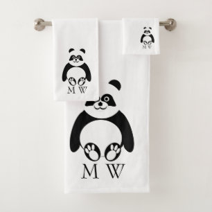 Panda Design Monogrammed Bath Towel Set