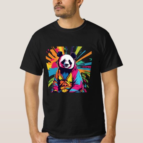 Panda Design Street Art Graffiti Style T_Shirt