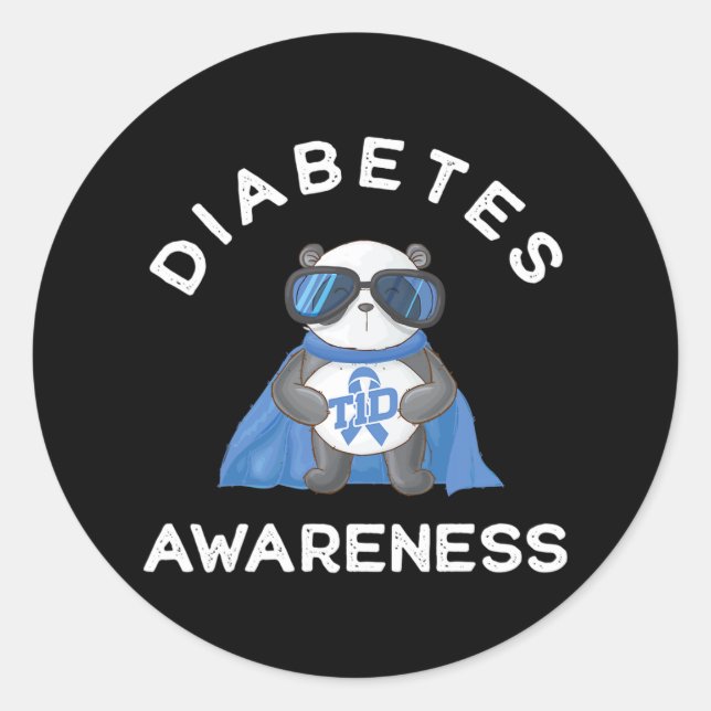 Panda Diabetic Type 1 Diabetes Awareness Support K Classic Round Sticker (Front)
