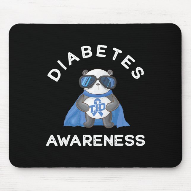 Panda Diabetic Type 1 Diabetes Awareness Support K Mouse Pad (Front)