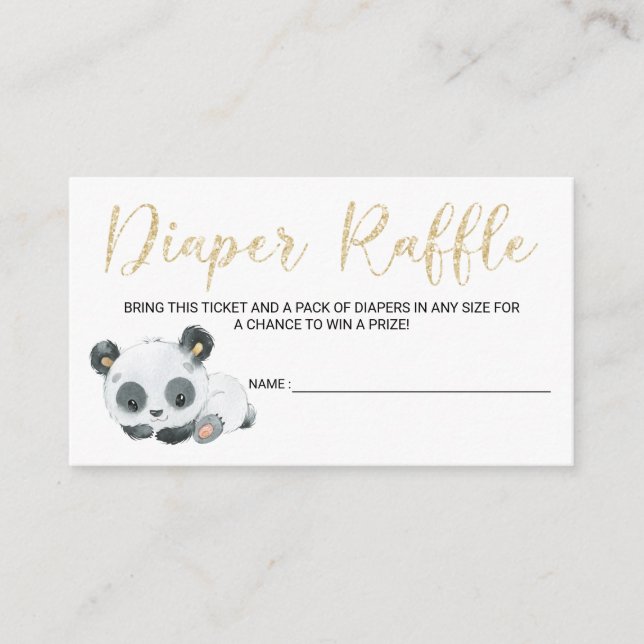 Panda Diaper Raffle Card Tickets for Baby Shower (Front)