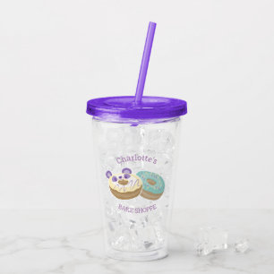 Panda Donut Bakery Purple and Green Acrylic Tumbler