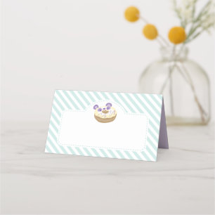 Panda Donut Bakery Purple and Green Place Card