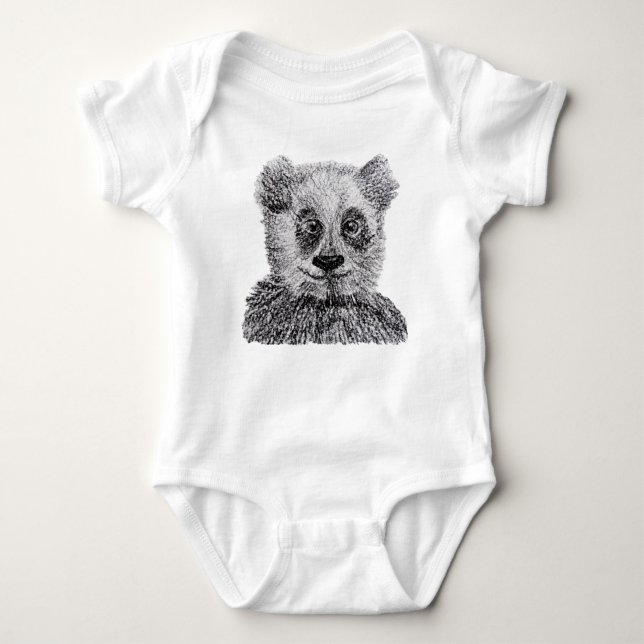 Panda drawing Baby Jersey Bodysuit (Front)