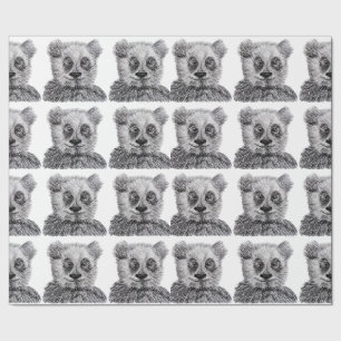 Panda Drawing  Matte Wrapping Paper, 30 in x 6 ft Wrapping Paper