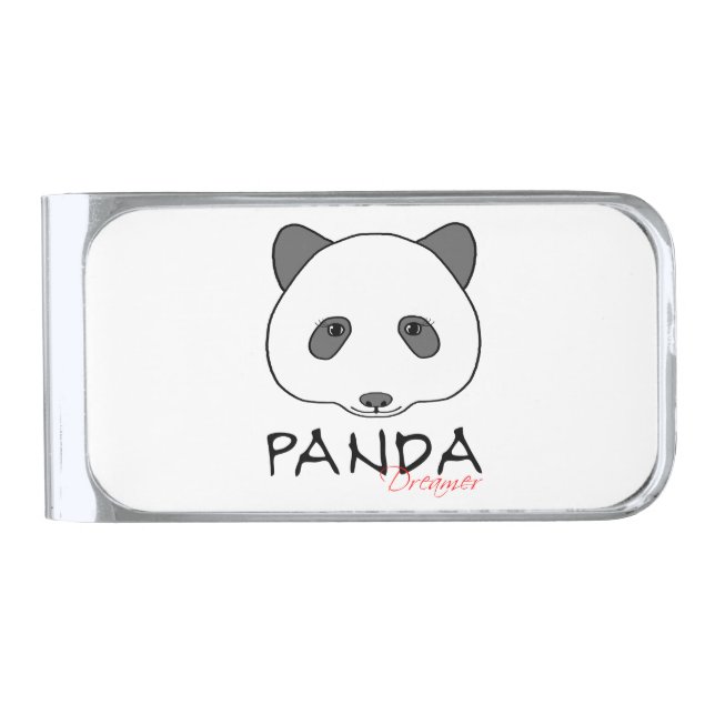 Panda Dreamer Silver Finish Money Clip (Front)